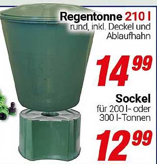 Regentonne 210 l, rund, inkl. Deckel und Ablaufhahn