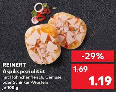REINERT Aspikspezialität mit Hähnchenfleisch, Gemüse oder Schinken-Würfeln je 100 g