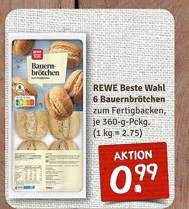 REWE Beste Wahl 6 Bauernbrötchen zum Fertigbacken