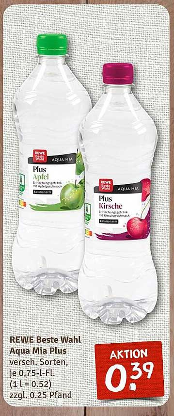REWE Beste Wahl Aqua Mia Plus - Apfel und Kirsche