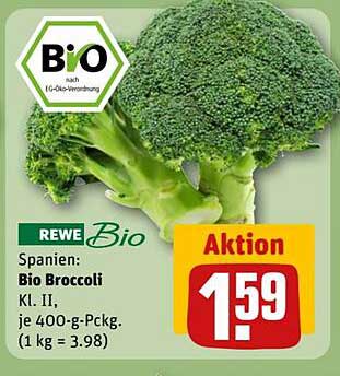 REWE Bio Broccoli Kl. II, je 400-g-Packung für nur 1,59 €