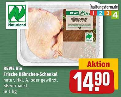 REWE Bio Frische Hähnchen-Schnekel, natur, Hkl. A, oder gewürzt, SB-verpackt, je 1 kg