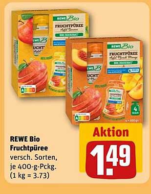 REWE Bio Fruchtpüree - verschiedene Sorten, je 400-g-Packung