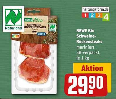 REWE Bio Schweine-Rückensteaks, mariniert, SB-verpackt, je 1 kg