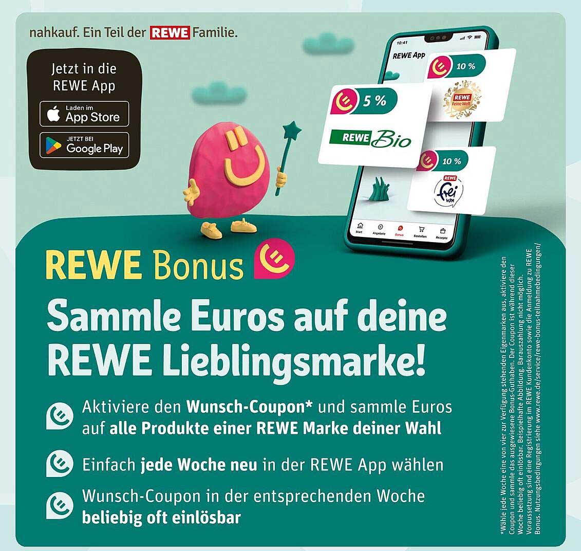 REWE Bonus: Sammle Euros auf deine Lieblingsmarke!