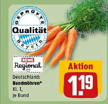 REWE Regional: Bundmöhren, Kl. I, je Bund