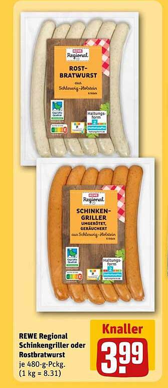 REWE Regional Schinken- griller oder Rostbratwurst je 480-g-Packung