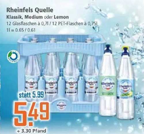 Rheinfels Quelle – Klassik, Medium oder Lemon, 12 Glaspflaschen oder 12 PET-Flaschen