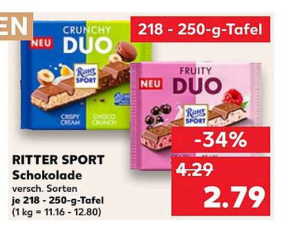 RITTER SPORT Schokolade – Verschiedene Sorten (218 - 250-g-Tafel)