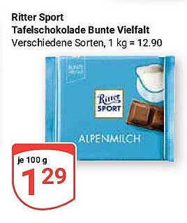 Ritter Sport Tafel-Schokolade Bunte Vielfalt, 1 kg = 12,90