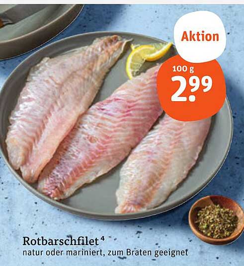 Rotbarschfilet - natur oder mariniert, zum Braten geeignet