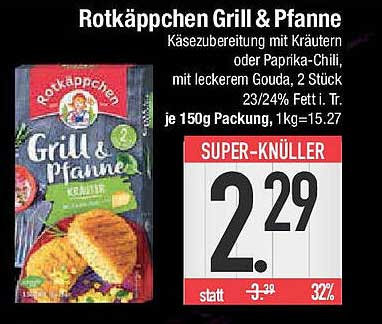 Rotkäppchen Grill & Pfanne Käsezubereitung mit Kräutern oder Paprika-Chili, 2 Stück