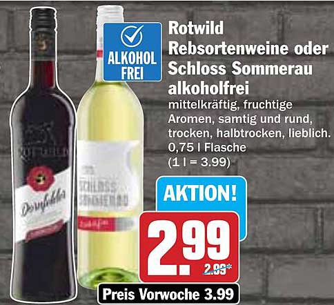 Rotwild Rebsortenweine oder Schloss Sommerau alkoholfrei