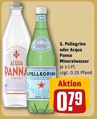 S. Pellegrino oder Acqua Panna Mineralwasser je 1-l-Fl.