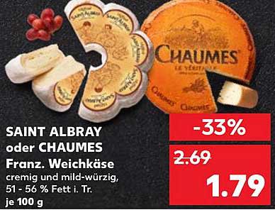 SAINT ALBRAY oder CHAUMES Franz. Weichkäse - cremig und mild-würzig