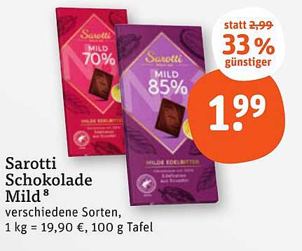 Sarotti Schokolade Mild 70% & 85% - Diverse Sorten