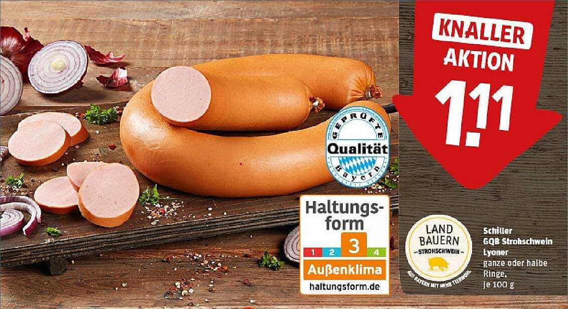 Schiller GQB Strohschwein Lyoner - 100 g nur 1,11 €