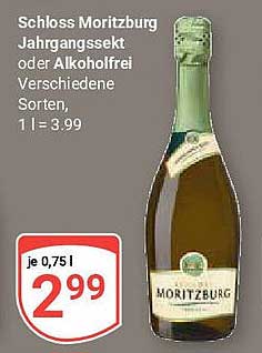Schloss Moritzburg Jahrgangssekt oder Alkoholfrei - 0,75 l flasche