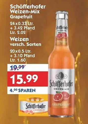 Schöfferhofer Weizen-Mix Grapefruit 0,33 L