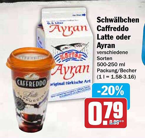 Schwälbchen Caffreddo Latte oder Ayran verschiedene Sorten 500-250 ml