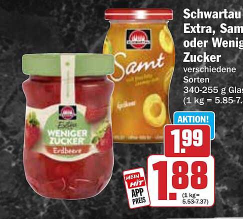 Schwartau Extra, Samt oder Weniger Zucker – verschiedene Sorten