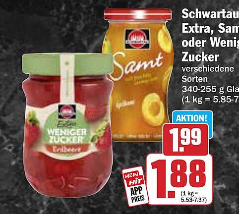 Schwartau Extra, Samt oder Weniger Zucker – verschiedene Sorten