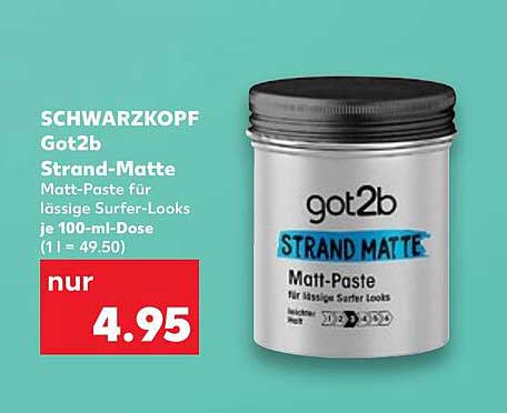 SCHWARZKOPF Got2b Strand-Matte Matt-Paste für lässige Surfer-Looks je 100-ml-Dose