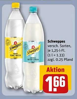 Schweppes Tonic Water und Bitter Lemon - 1,25 Liter Flasche