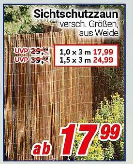 Sichtschutzzaun versch. Größen, aus Weide