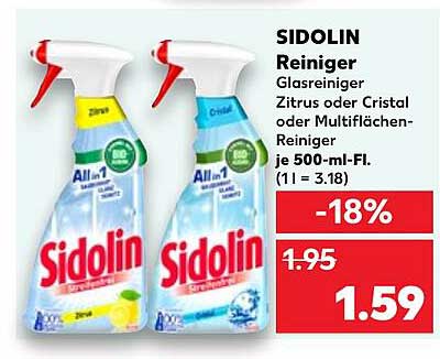 SIDOLIN Reiniger Glasreiniger Zitrus oder Cristal oder Multiflächen-Reiniger je 500-ml-Fl.