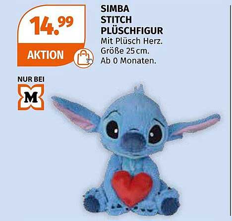 SIMBA STITCH PLÜSCHFIGUR mit Plüsch Herz 25 cm