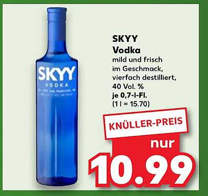 SKYY Vodka 0,7l - Knüller-Preis nur 10,99 €