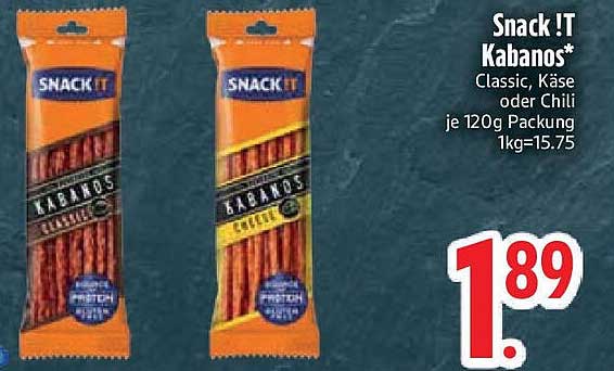 Snack !T Kabanos Classic, Käse oder Chili je 120g Packung
