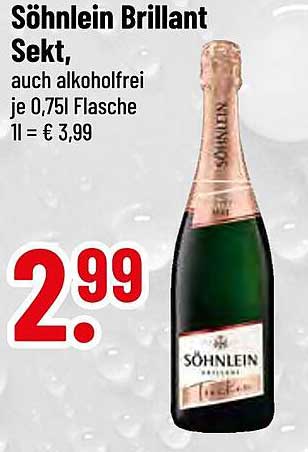 Söhnlein Brillant Sekt, auch alkoholfrei 0,75l Flasche