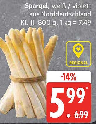 Spargel, weiß / violett aus Norddeutschland Kl. II, 800 g