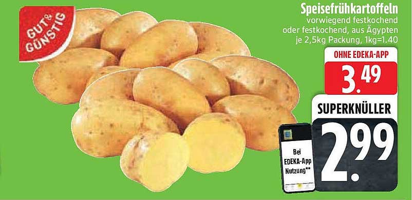 Speisefrühkartoffeln 2,5kg – Vorwiegend festkochend oder festkochend aus Ägypten