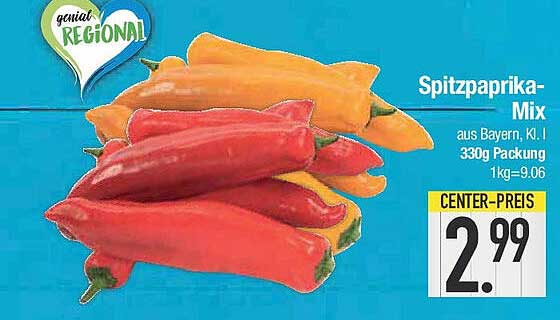 Spitzpaprika-Mix aus Bayern, 330g Packung