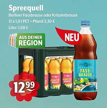 Spreequell Berliner Fassbrause oder Kräuterbrause 12 x 1,0 l PET