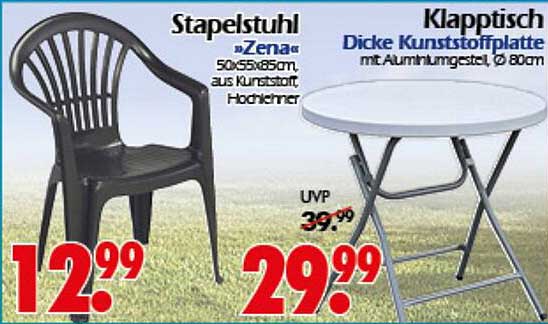 Stapelstuhl »Zena« und Klapptisch – Ideal für Garten und Balkon
