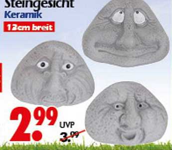 Steingesicht Keramik 12cm breit
