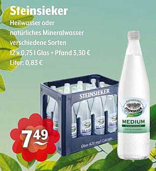 Steinsieker Heilwasser oder natürliches Mineralwasser - 12 x 0,75 l