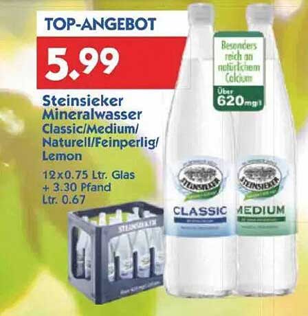 Steinsieker Mineralwasser Classic/Medium/Natürlich/Feinperlig/Lemon