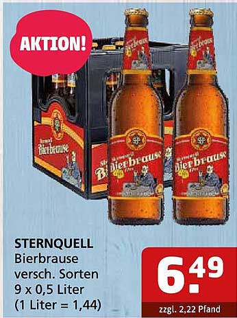 STERNQUELL Bierbrause, verschiedene Sorten, 9 x 0,5 Liter