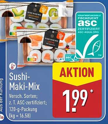Sushi-Maki-Mix - Verschiedene Sorten, 120-g-Packung