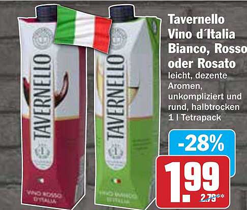 Tavernello Vino d’Italia Bianco, Rosso oder Rosato 1 L Tetrapack