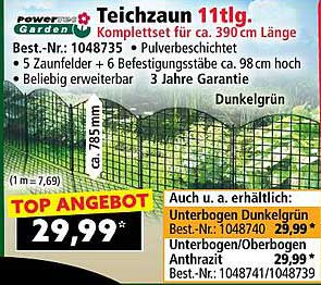 Teichzaun 11 tlg. Komplettset für ca. 390 cm Länge