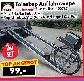 Teleskop Auffahrampe mit Tragegriff