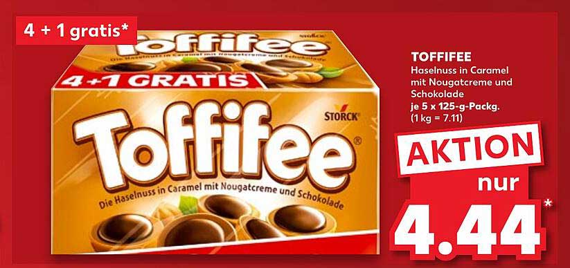 TOFFIFEE - Haselnüsse in Caramel mit Nougatcreme und Schokolade, 5 x 125-g-Packung