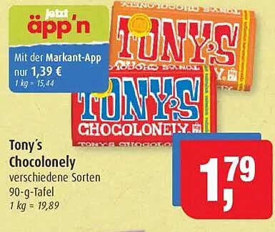 Tony's Chocolonely - verschiedene Sorten 90-g-Tafel