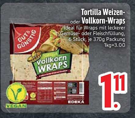 Tortilla Weizen- oder Vollkorn-Wraps